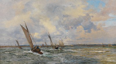 Pescatori di gamberi che tirano controvento da William Lionel Wyllie