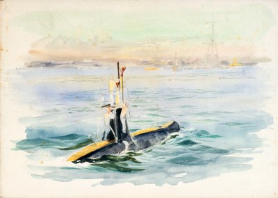 Studio di un sottomarino di classe A in navigazione, probabilmente nel porto di Portsmouth, inizio XX secolo da William Lionel Wyllie