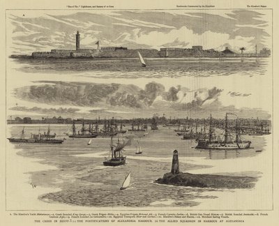 La crisi in Egitto, le fortificazioni del porto di Alessandria, la squadra alleata nel porto di Alessandria da William Lionel Wyllie