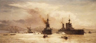 La prima squadra da battaglia che lascia il Forth per la battaglia dello Jutland, 1917 da William Lionel Wyllie