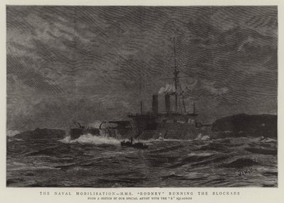 La Mobilitazione Navale, H M S Rodney che Corre il Blocco da William Lionel Wyllie