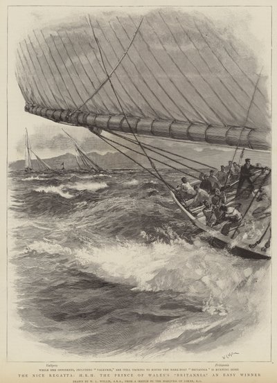 La regata di Nizza, la Britannia di SAR il Principe di Galles e facile vincitrice da William Lionel Wyllie