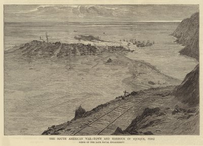 La guerra sudamericana, città e porto di Iquique, Perù da William Lionel Wyllie