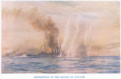 Il Southampton nella Battaglia dello Jutland, da La Storia del Popolo Britannico di Cassell pubblicato da Waverley Book Company Limited, c.1940 da William Lionel Wyllie