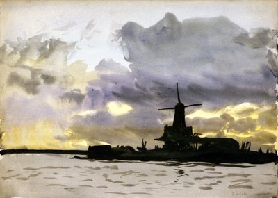 Il mulino a vento a Zaandam, a nord di Amsterdam (Paesi Bassi) da William Lionel Wyllie