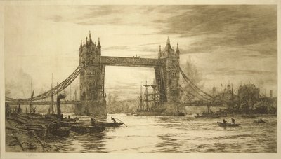 Tower Bridge visto dal Tamigi, Londra, c1894-1931 da William Lionel Wyllie