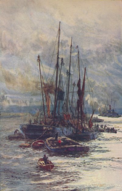 Scarico del carbone nelle chiatte, 1910 da William Lionel Wyllie