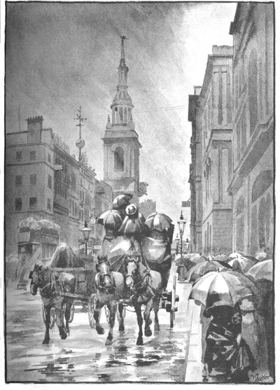 Cheapside - Un giorno di pioggia, 1891 da William Luker