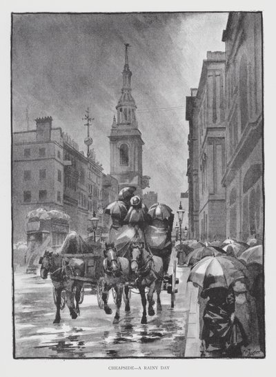 Cheapside, un giorno di pioggia da William Luker