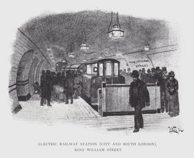 Stazione ferroviaria elettrica, City e South London, King William Street da William Luker