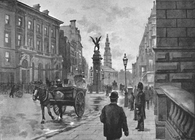 Fleet Street, con il Tempio Bar Memorial e la Childs Bank, 1891 da William Luker