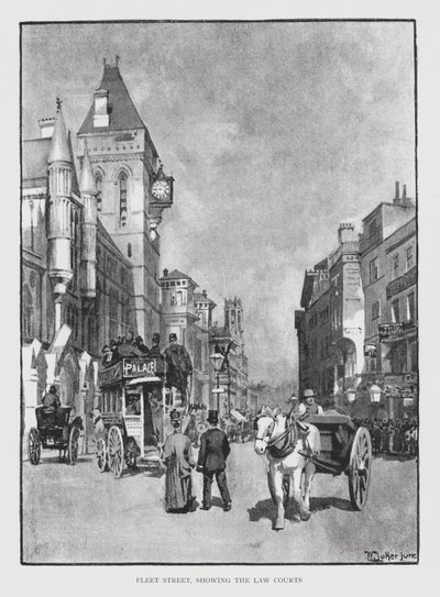Fleet Street, con vista sui Law Courts da William Luker