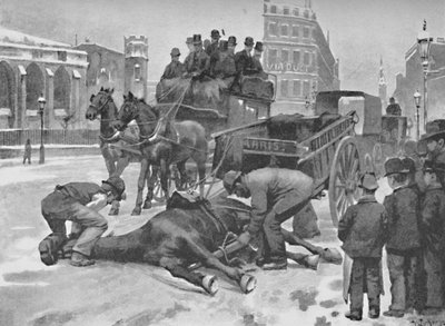 Holborn Viaduct - Una giornata scivolosa, 1891 da William Luker