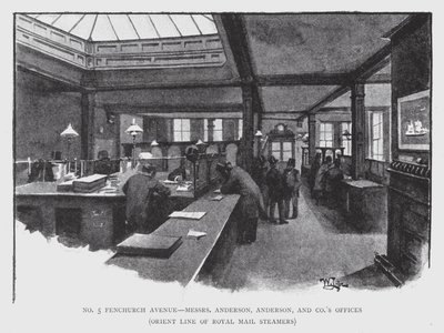 No 5 Fenchurch Avenue, uffici di Messrs Anderson, Anderson, e Co, Orient Line of Royal Mail Steamers da William Luker
