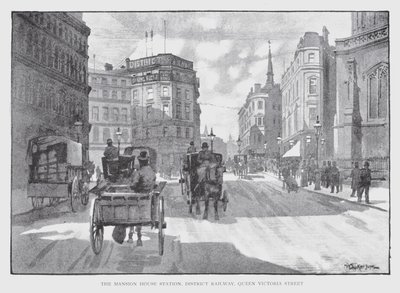La stazione Mansion House, District Railway, Queen Victoria Street da William Luker