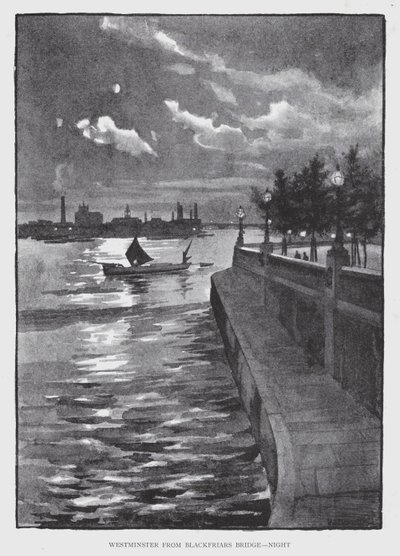 Westminster da Blackfriars Bridge, notte da William Luker