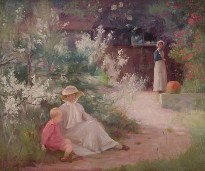 Signora con il Suo Giovane Figlio e Cameriera nel Giardino da William Mainwaring Palin