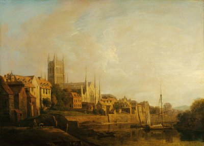 Una vista della cattedrale di Worcester dal fiume da William Marlow