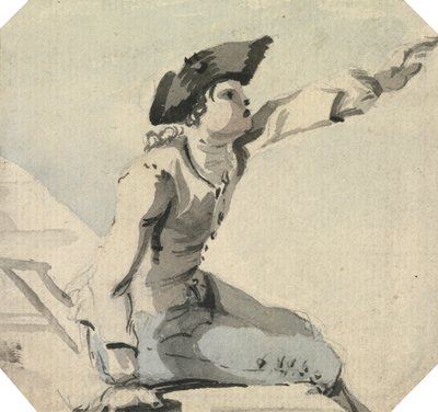 Uomo Seduto su un Parapetto che Agita il Braccio Sinistro da William Marlow