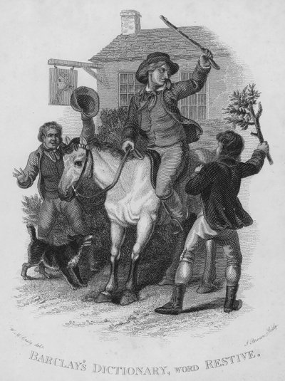 Dizionario Barclays, parola: Restive (incisione) da William Marshall (after) Craig