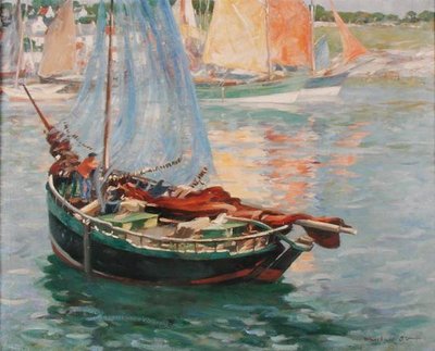 Concarneau, asciugatura delle reti, c.1920 da William Marshall Brown
