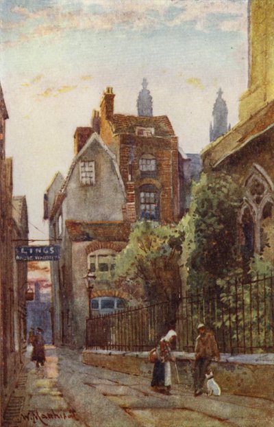 Vecchie case vicino alla chiesa di St Edward e St Edwards Passage da William Matthison