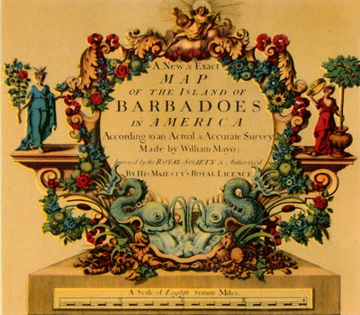 Cartiglio sulla mappa di Barbados di W. Mayo, 1722, 1944 da William Mayo
