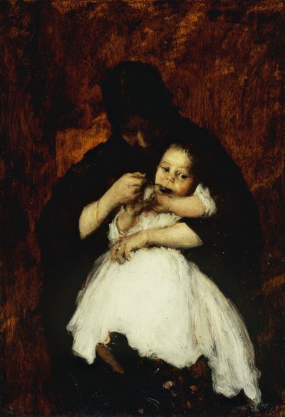 Nutrire il bambino da William Merritt Chase