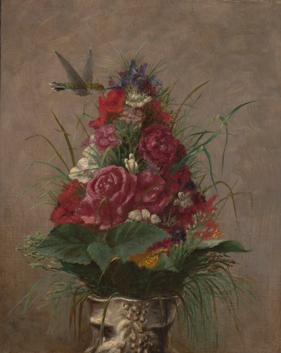 Natura morta floreale con colibrì da William Merritt Chase