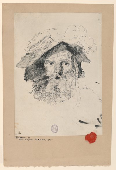 Testa di un uomo barbuto da William Merritt Chase