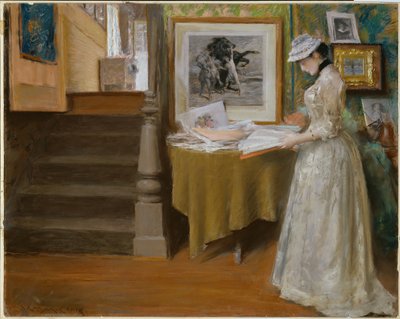 Nello studio, 1892-93 circa (pastello su cartoncino) da William Merritt Chase
