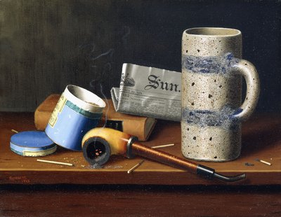 Natura morta con scatola di tabacco blu, 1878 da William Michael Harnett