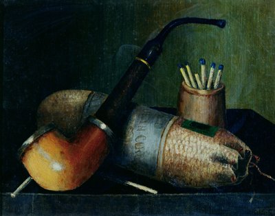 Natura morta di tabacco da pipa e fiammiferi da William Michael Harnett