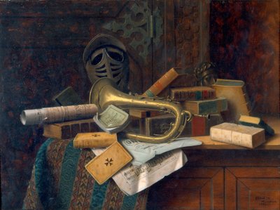 Natura morta con busto di Dante (1883) da William Michael Harnett