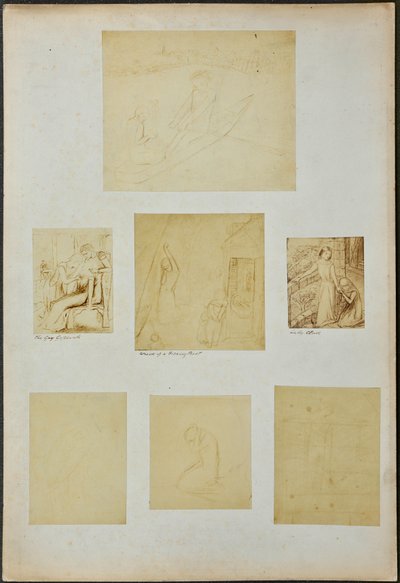 Studi per "The Gay Goshawk", "Wreck of a Sailing Boat", "Lady Clare" e altri schizzi da William Michael Rossetti