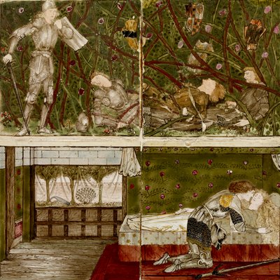 Sedici piastrelle formano otto illustrazioni della fiaba 