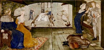 Sedici piastrelle formano otto illustrazioni della fiaba 
