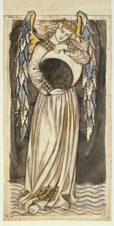 Un angelo che tiene una luna calante da William Morris