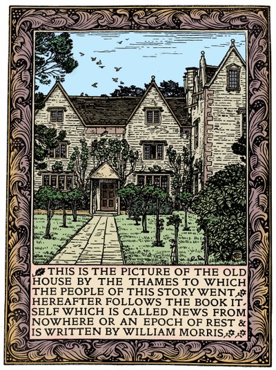 Kelmscott Manor, Gloucestershire, frontespizio di News from Nowhere, c1892 1901 da William Morris