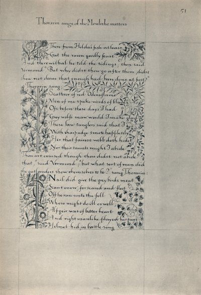 Pagina da La storia degli abitanti di Eyr, 1871 da William Morris