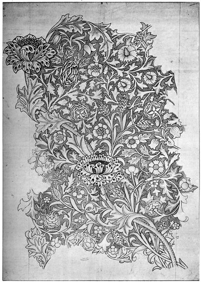 Modello Trent stampato su lino, 1892 1934 da William Morris