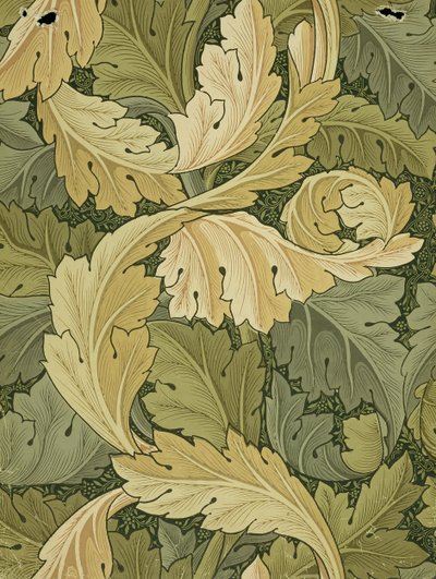 Design di carta da parati con colori di acanto e bosco, 1875 da William Morris