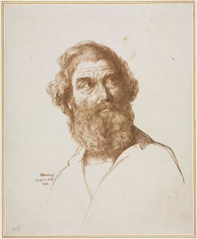 Testa di un Uomo Barbuti che Guarda a Sinistra da William Mulready