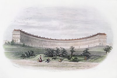 Royal Crescent, Bath, dal parco, inciso da J. Shury, c.1840 da William N. Hardwick of Bath