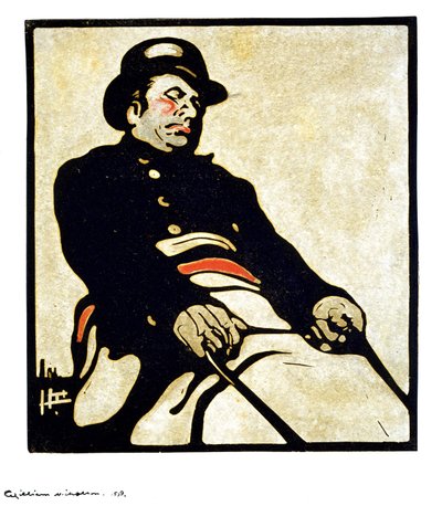 Un autista di autobus in Knightsbridge Road da William Nicholson