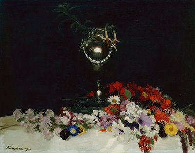 Urna e fiori su un tavolo da William Nicholson