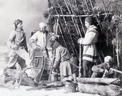 Vita del trapper in Canada, foto di Nottman, circa 1890 da William Notman