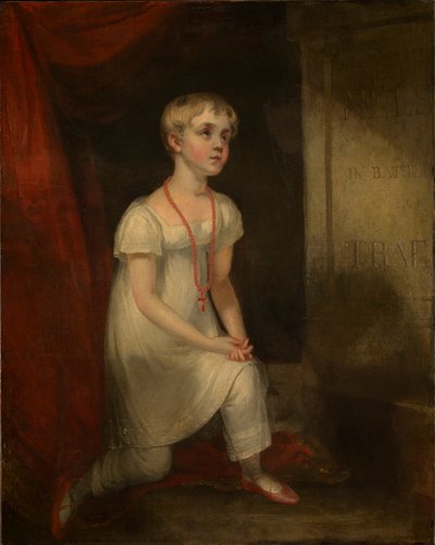Horatia Nelson inginocchiata davanti alla tomba del padre, c.1807 da William Owen