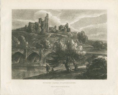 Castello di Tutbury - Vista Sud: zincografia, nd [c 1811] da William P Sherlock