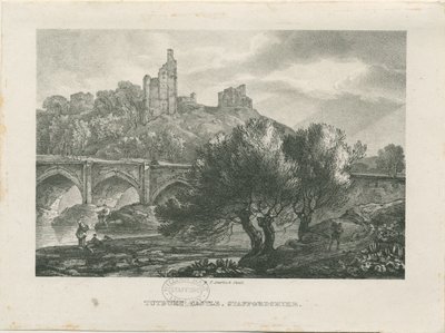 Castello di Tutbury - Vista Sud: zincografia, nd [inizio XIX sec] da RC